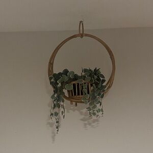 Hanging Faux Greenery in Bamboo Hoop